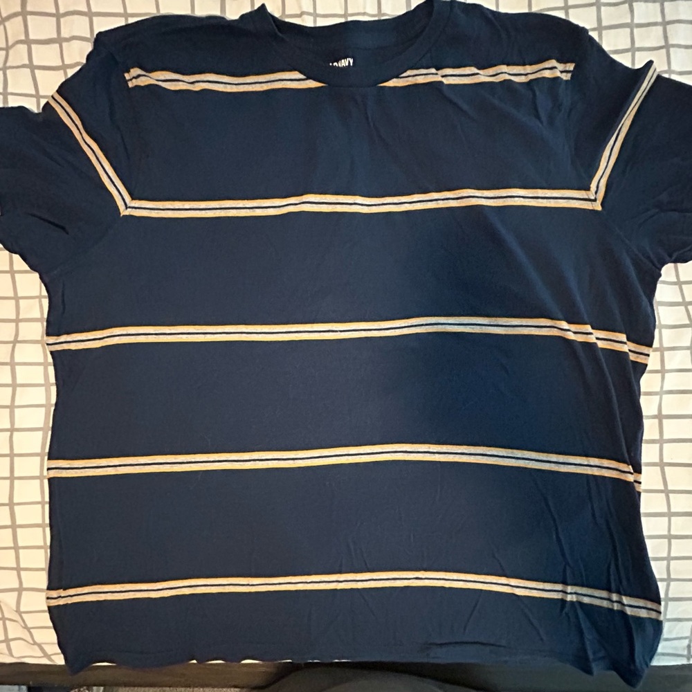 Old Navy Yellow and Navy Blue Striped T-Shirt